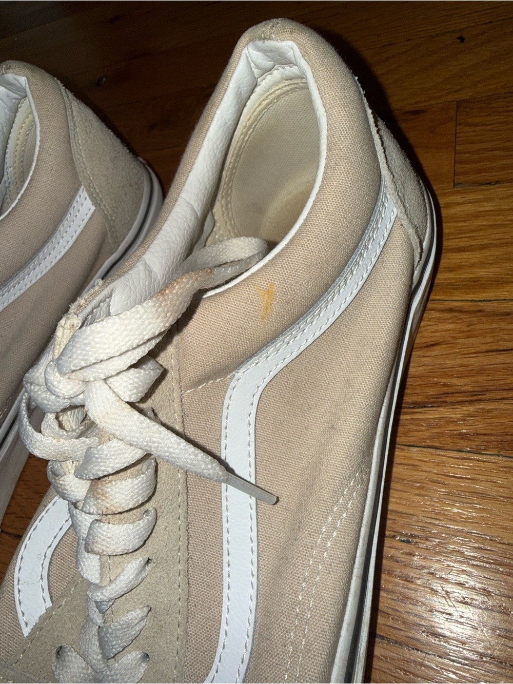Vans Beige Old Skool Low-Top Sneakers with White Sidestripe - Picture 2 of 8